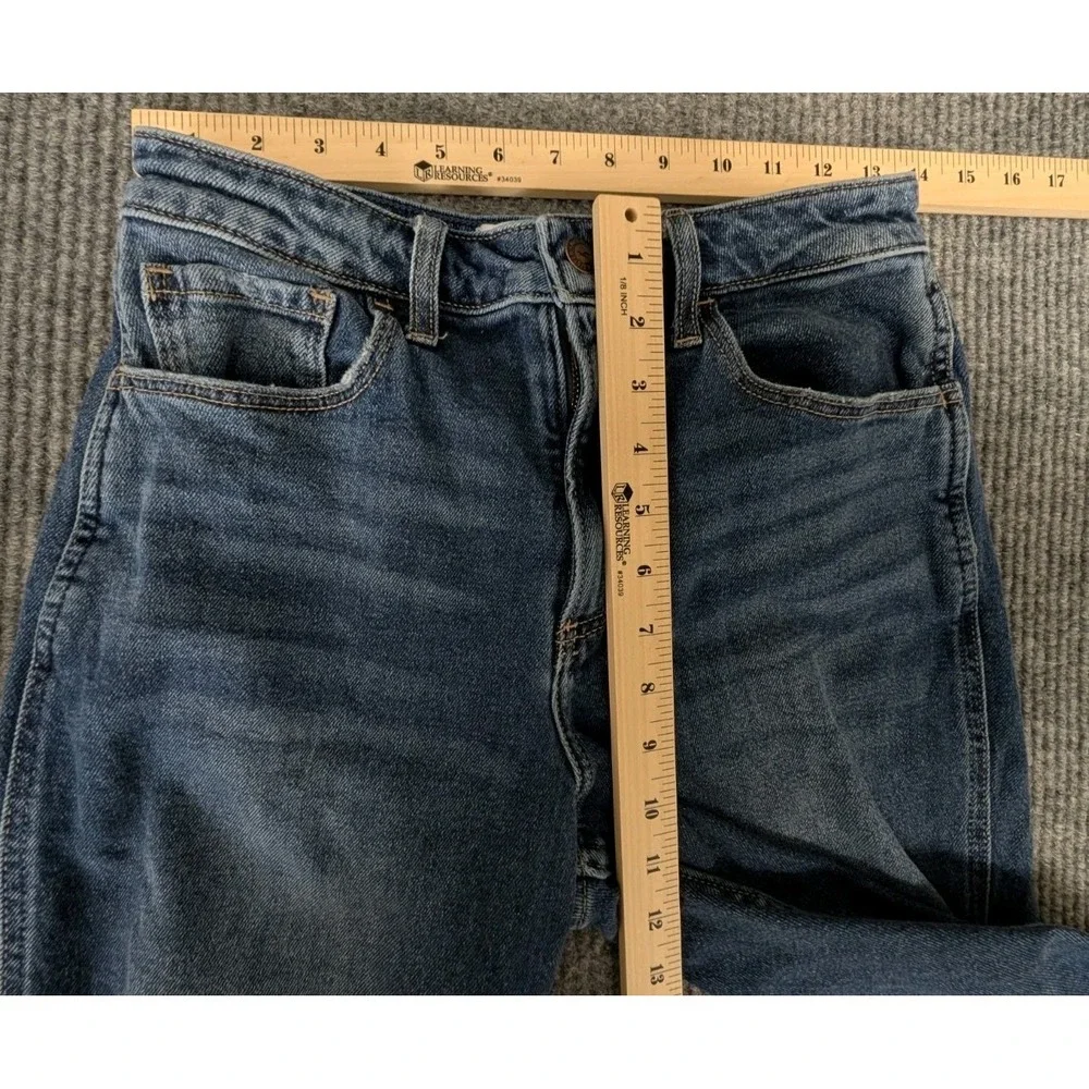 Hollister Curvy High Rise Mom Jeans Womens 5S 27x25 Blue Distressed Grunge Indie